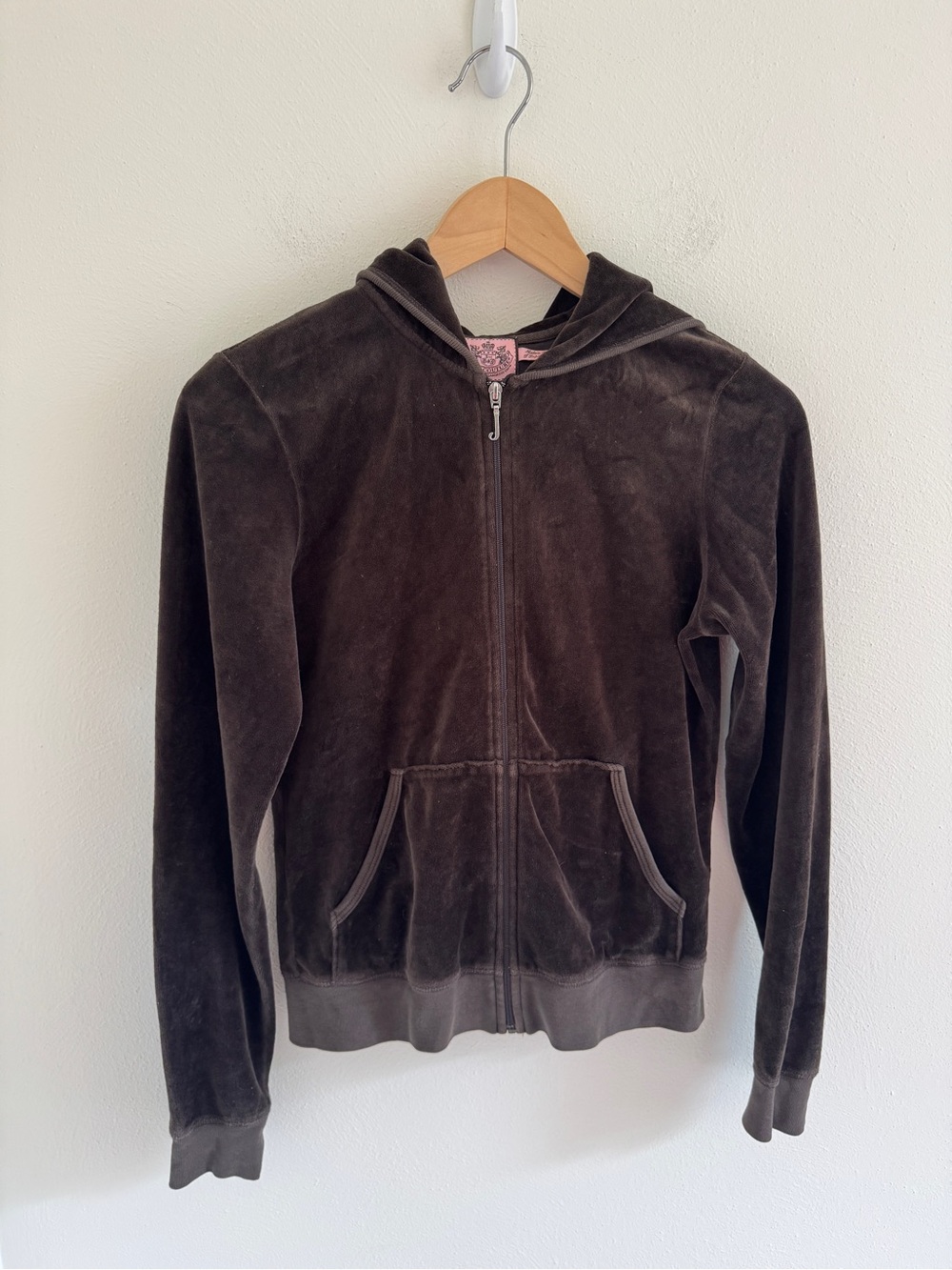 Vintage Y2K Juicy Couture Brown Velour Zip Up Hoodie
